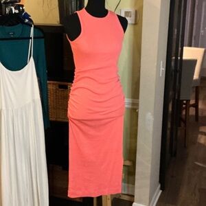 CASLON Sleeveless Coral Midi Dress